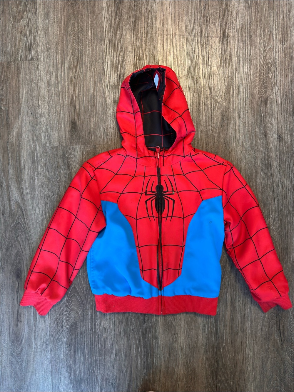 Kids Superhero Spider Hoodie Jacket I in Red and Bluer reversible